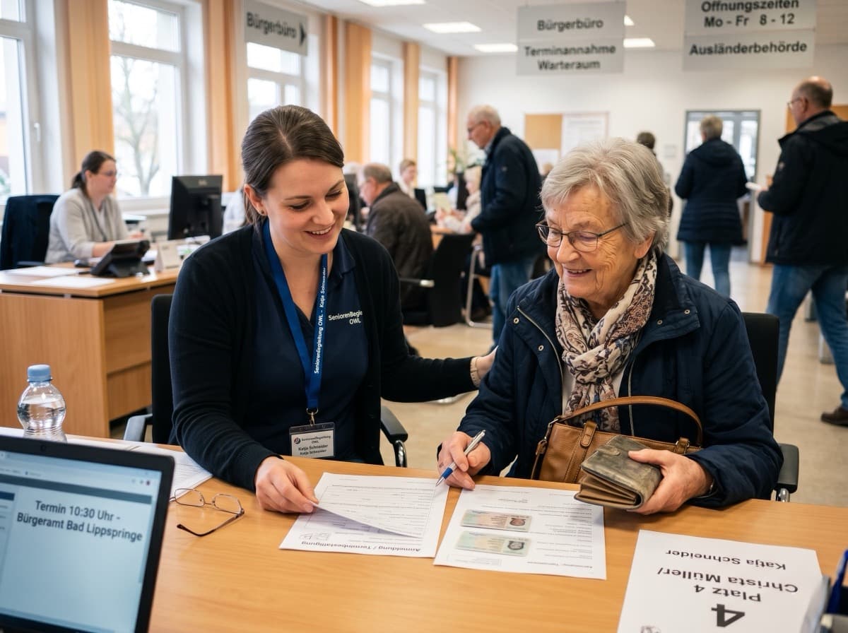 Begleitung einer Seniorin beim Behördengang im Bürgeramt