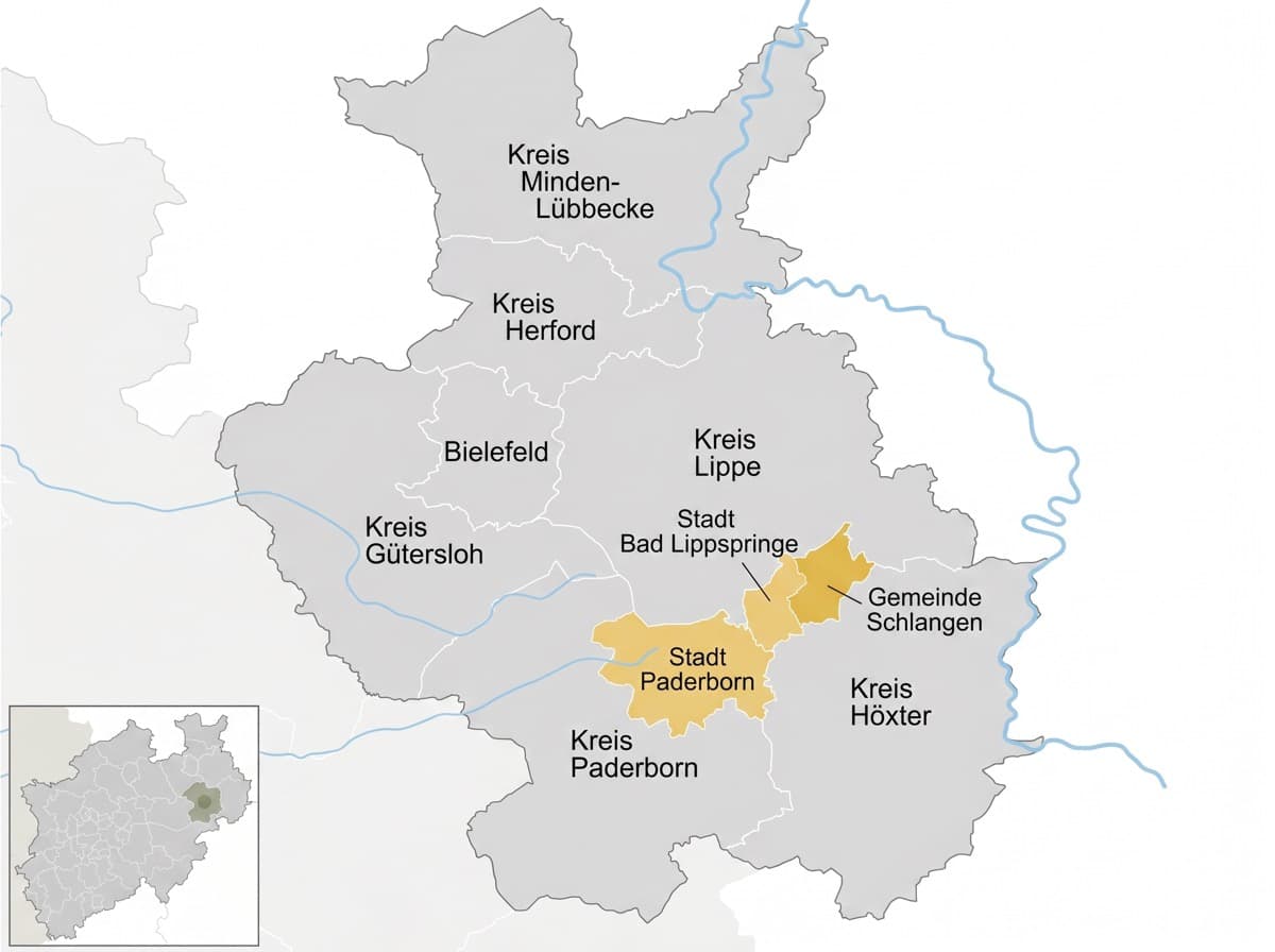 Karte Einsatzgebiet – Schlangen, Bad Lippspringe, Paderborn und Umgebung